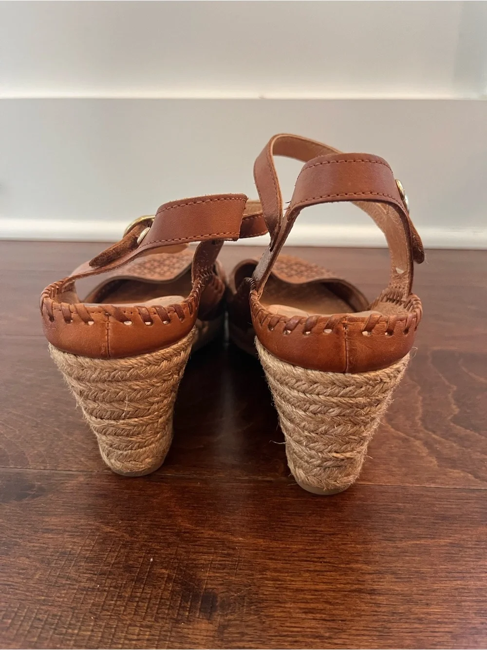 PIKOLINOS Vila Brown Leather Wedge Sandals